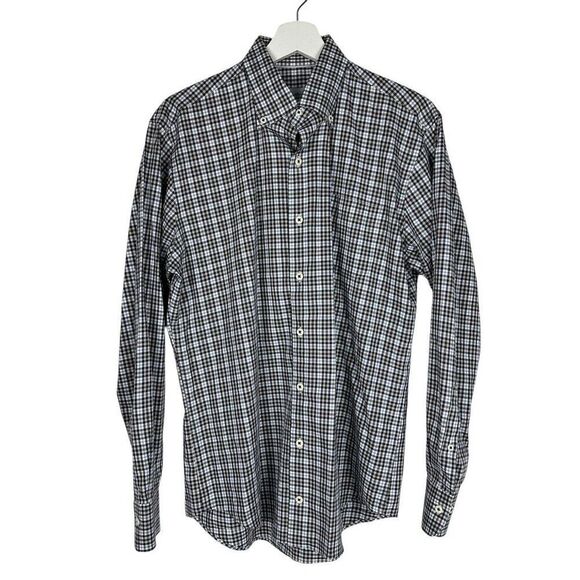 Peter Millar Mens Medium Crown Ease Worth Tartan Sport Shirt - Picture 2 of 10